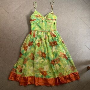 Sue Wong Silk Floral Print Dress